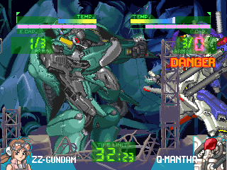 Gundam: The Battle Master (PlayStation) screenshot: Against Q Mantha.