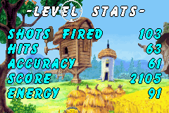 Chicken Shoot (Game Boy Advance) screenshot: Level statistics