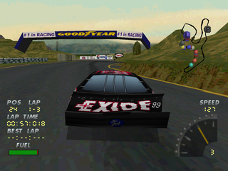 NASCAR 98 (Collector's Edition) (PlayStation) screenshot: Lots of advertising