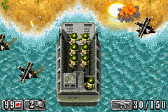 Medal of Honor: Infiltrator (Game Boy Advance) screenshot: Storming the beach.