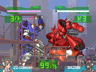 Gundam: The Battle Master (PlayStation) screenshot: VS Sazabi.