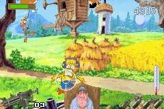 Chicken Shoot (Game Boy Advance) screenshot: I'll get you, you yellow freak.