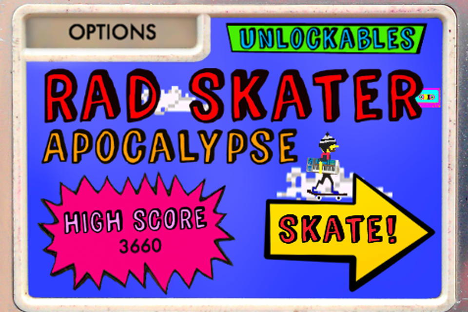 Rad Skater Apocalypse (iPhone) screenshot: Rad Skater Apocalypse - Main Menu