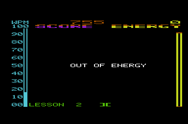 Type Attack (VIC-20) screenshot: Game over
