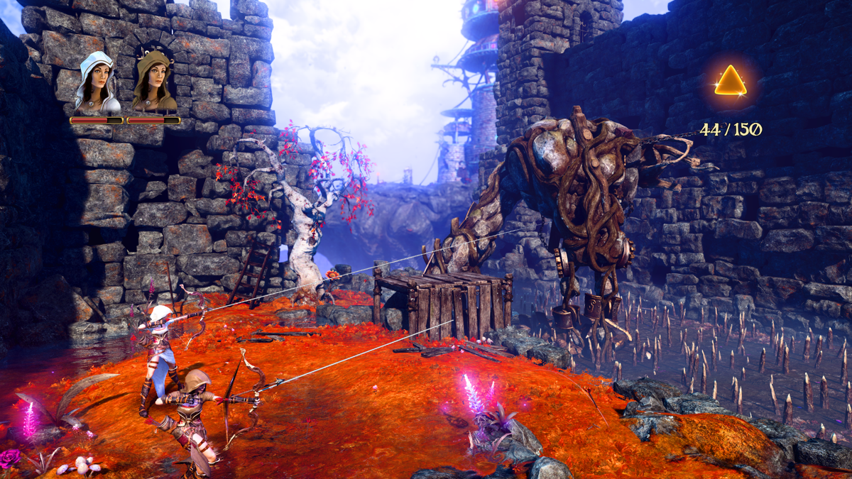 Trine 3: The Artifacts of Power (Windows) screenshot: We've reached the giant that attacks the fortress