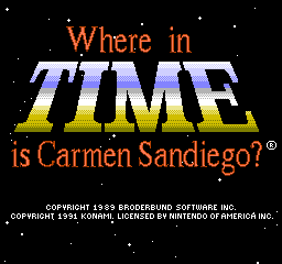 Where in Time Is Carmen Sandiego? (NES) screenshot: Title Screen