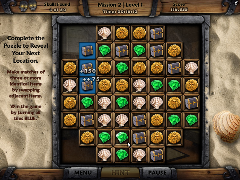 Amazing Adventures: The Caribbean Secret (Windows) screenshot: Tile-matching game
