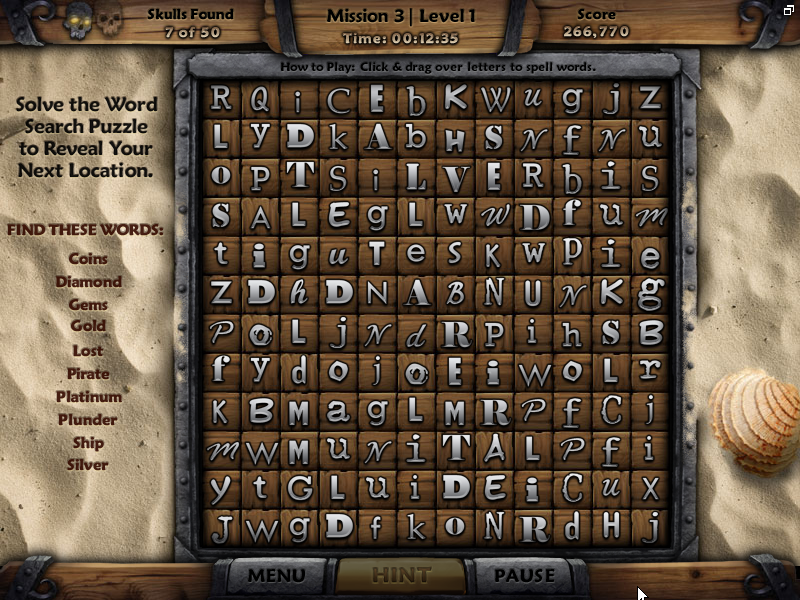 Amazing Adventures: The Caribbean Secret (Windows) screenshot: Word search