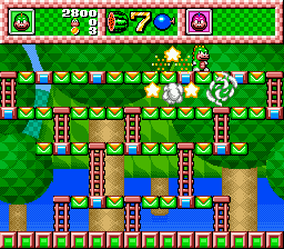 Wani Wani World (Genesis) screenshot: Enemies will explode into stars, which can then kill other enemies in a chain reaction!