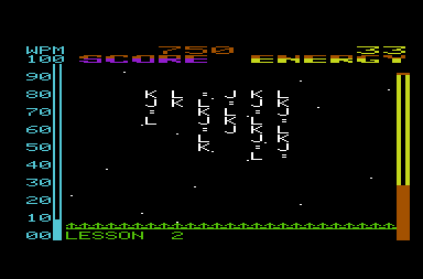Type Attack (VIC-20) screenshot: There are a variety of lessons included