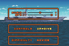 F-14 Tomcat (Game Boy Advance) screenshot: The options menu. Why is it that the music volume in EVERY SINGLE GAME is lower than the sound effects volume?