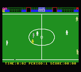 Fútbol (MSX) screenshot: It was kicked out of bounds.