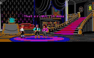 The Secret of Monkey Island (Atari ST) screenshot: The cute governor makes her entrance.