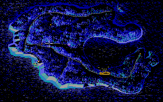 The Secret of Monkey Island (Atari ST) screenshot: Overhead view of the island.