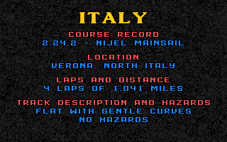 Lotus Trilogy (Amiga CD32) screenshot: Lotus 1: Course info.