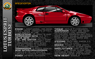 Lotus Trilogy (Amiga CD32) screenshot: Lotus 1: This is the car you'll be driving.