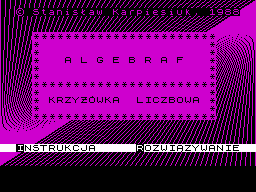 Algebraf: Krzyżówka Liczbowa (ZX Spectrum) screenshot: Title screen