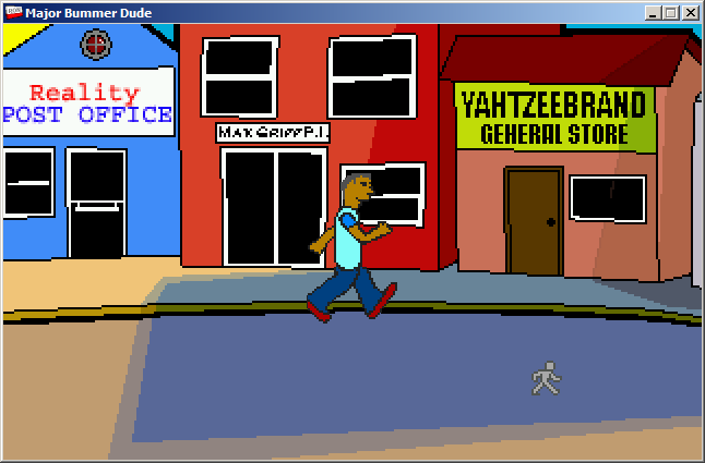 Major Bummer Dude: Lassi Quest RON (Windows) screenshot: Walking on the streets