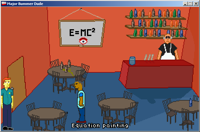 Major Bummer Dude: Lassi Quest RON (Windows) screenshot: Examining the Einstein's formula in Scid's bar