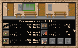 Black Gold (Atari ST) screenshot: Personnel hiring screen