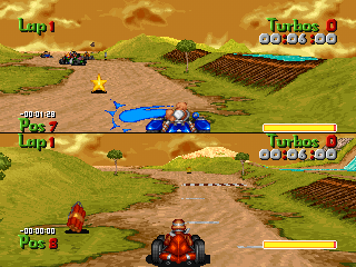 Street Racer (PlayStation) screenshot: Two players.