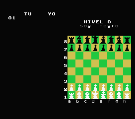 Megachess (MSX) screenshot: The game board is set to go