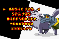 Inspector Gadget Racing (Game Boy Advance) screenshot: Options menu