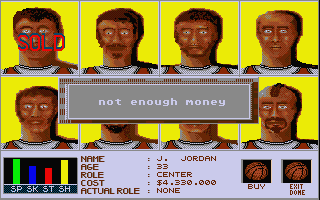 The Basket Manager (Atari ST) screenshot: Veterans are expensive