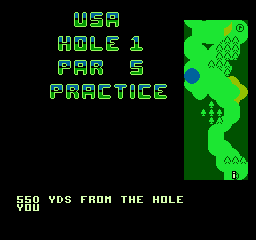 Greg Norman's Golf Power (NES) screenshot: The 1st hole on the USA course