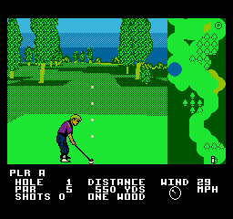 Greg Norman's Golf Power (NES) screenshot: Aiming the shot