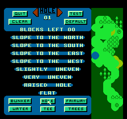 Greg Norman's Golf Power (NES) screenshot: Different options for the hole