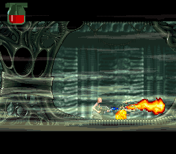 Alien³ (SNES) screenshot: Fighting through an Alien hive.