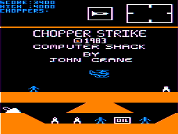 Chopper Strike (TRS-80 CoCo) screenshot: Title screen
