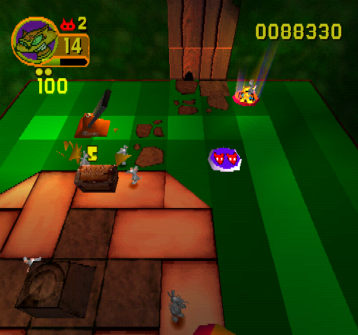 Rat Attack! (PlayStation) screenshot: Garden - Sundial Showdown.