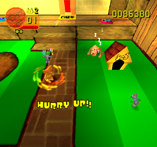 Rat Attack! (PlayStation) screenshot: Level: Rack Porch. Hurry up!!