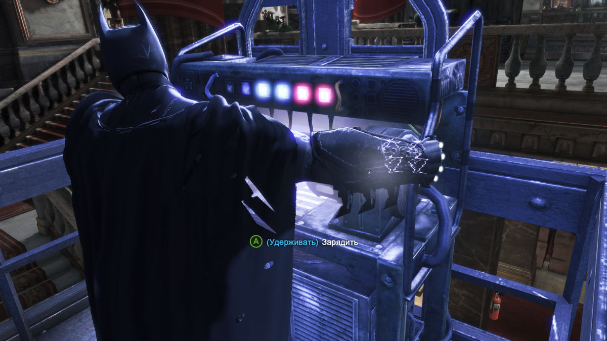 Batman: Arkham Origins (Windows) screenshot: Using shock gloves to power up generator
