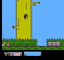 Mappy Kids (NES) screenshot: Getting hit knocks Happy back
