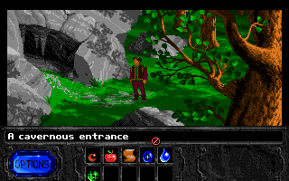 Fables & Fiends: The Legend of Kyrandia - Book One (Amiga) screenshot: A cave!