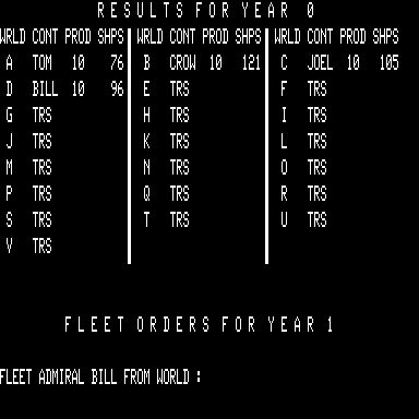 Galaxy (TRS-80) screenshot: Enter your orders