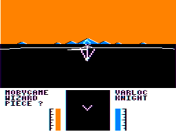 Varloc (TRS-80 CoCo) screenshot: Wizard can turn into any of the warriors