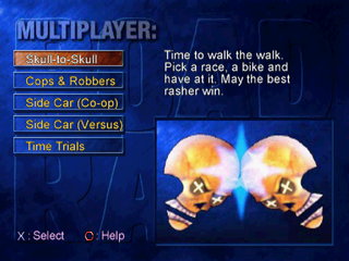 Road Rash: Jailbreak (PlayStation) screenshot: Multiplayer modes