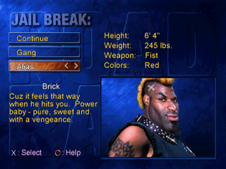 Road Rash: Jailbreak (PlayStation) screenshot: Jail Break mode - Selecting the biker.