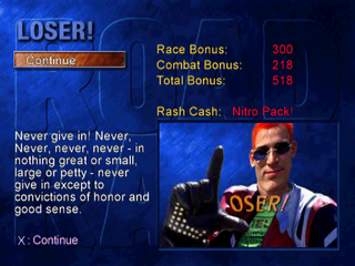 Road Rash: Jailbreak (PlayStation) screenshot: Loser!