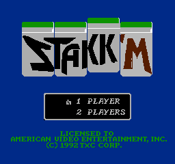 Maxi 15 (NES) screenshot: Title screen (Stakk'M)
