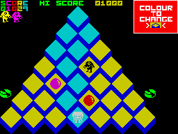 Pi-balled (ZX Spectrum) screenshot: Level 8: Things are getting really difficult.