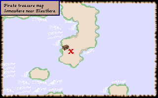 Sid Meier's Pirates! (Amiga) screenshot: Pirate treasure map.