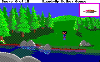 Mixed-Up Mother Goose (Amiga) screenshot: Found a pie out in the countryside... Too bad that doesn't happen in real life.