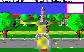 Mixed-Up Mother Goose (Amiga) screenshot: Walking around Mother Goose Land.