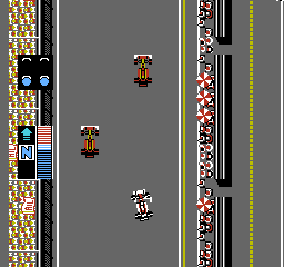 F1 Circus (NES) screenshot: Racing against other vehicles