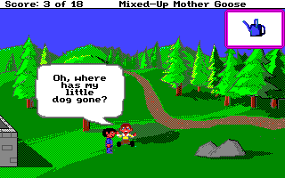 Mixed-Up Mother Goose (Amiga) screenshot: A missing dog case.